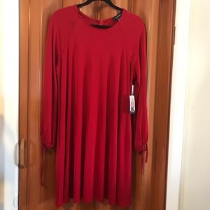 Karen Kane Plus Size Tie Sleeves Swing Red Dress.